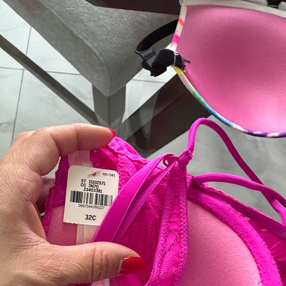 PINK Victoria's Secret bundle 4 Mixed Push-Up Bra Set - Hot Pink, Beige, Tie-Dye - Picture 7 of 9